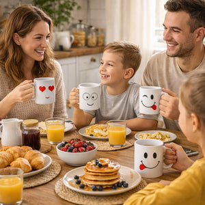 12 Piece Funny Face Coffee Mug Set for Parties, Offices & Novelty Gift Ideas