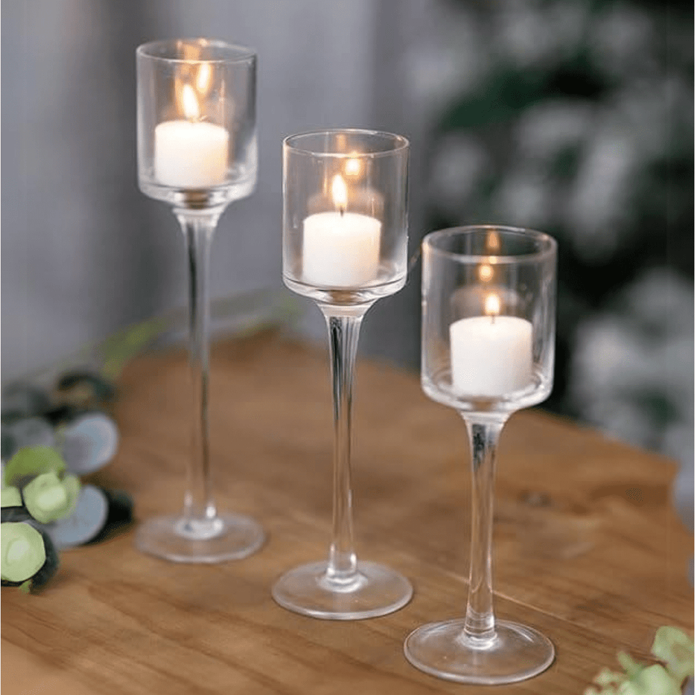 Set of 3 Glass Candle Holders