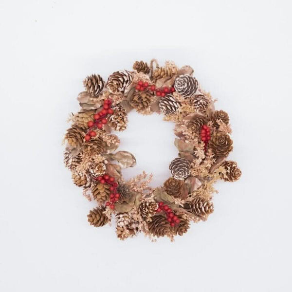 Rustic Christmas wreath displayed as a door decoration