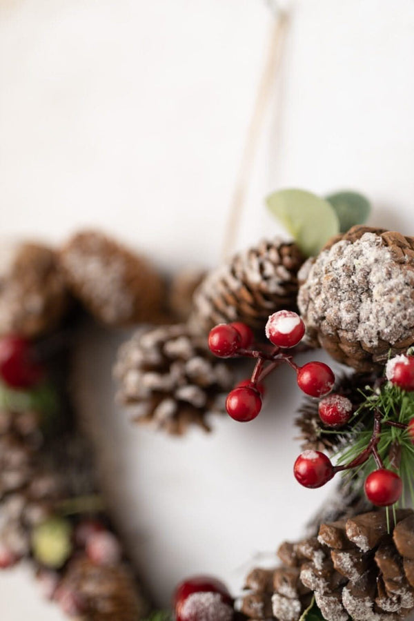 Eucalyptus Christmas heart decoration with natural textures