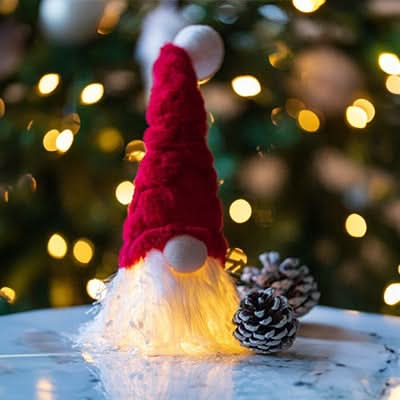 Christmas plush red gonk with LED light