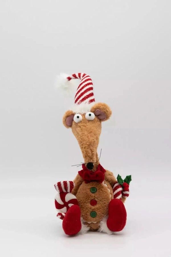 Plush festive rat decoration with bow tie