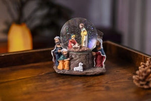Christmas snow globe with Three Kings and lamb