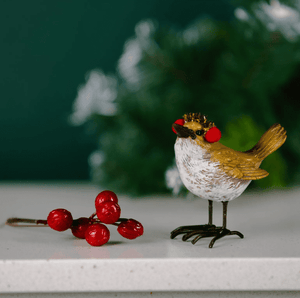 Christmas robin decoration with realistic red breast design