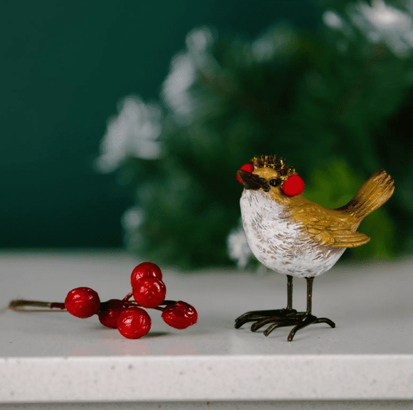 Christmas robin decoration with realistic red breast design