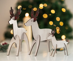 Wooden reindeer family festive craft kit
