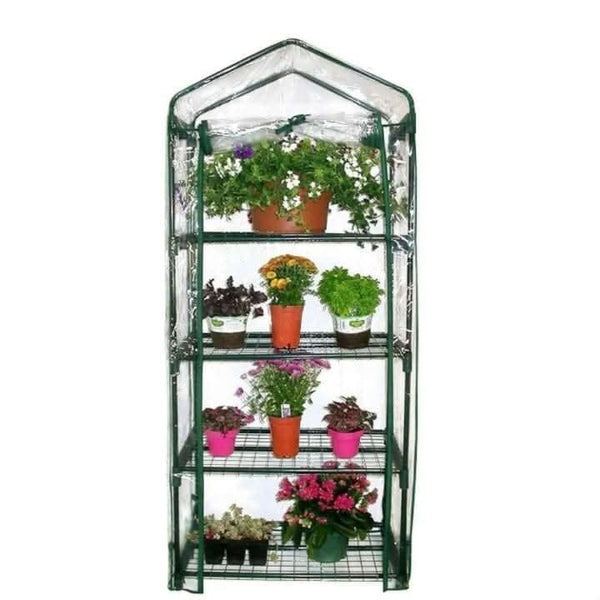 Clear greenhouse cover protecting plants and seedlings