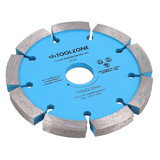 Diamond cutting disc with blue center and gray rim on a white background