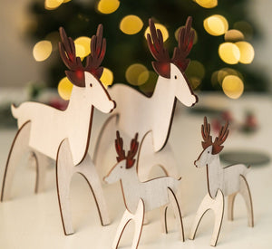 DIY wooden reindeer family craft set