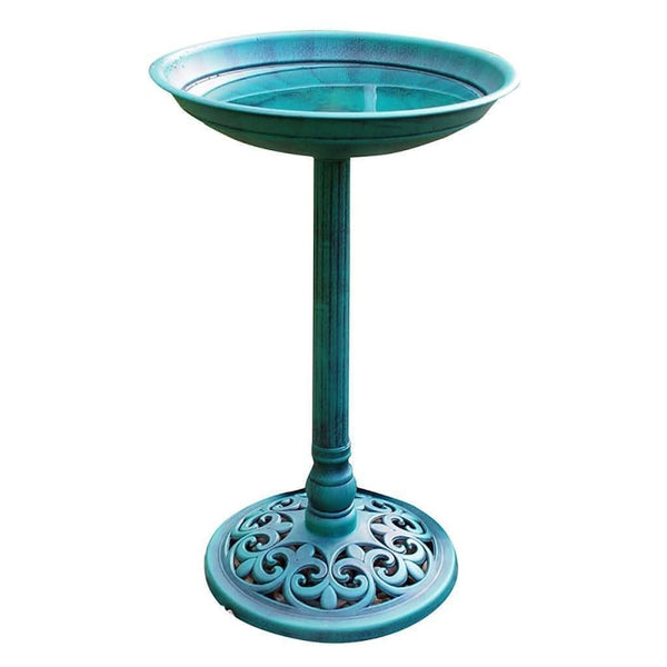 Decorative pedestal bird bath for outdoor wildlife spaces