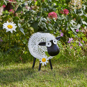 Metal sheep garden ornament with colour changing LED
