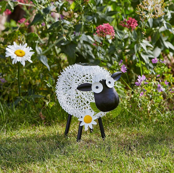 Metal sheep garden ornament with colour changing LED