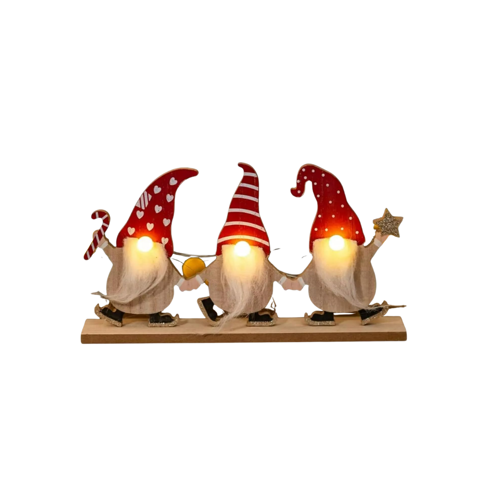 29cm Wooden Light Up Christmas Gonk Decoration