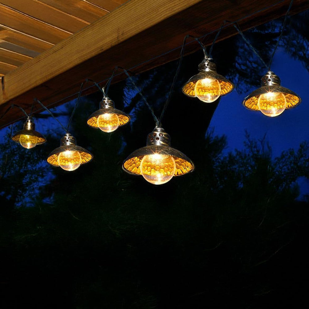 Evolight solar string lights with 10 warm white LED lanterns
