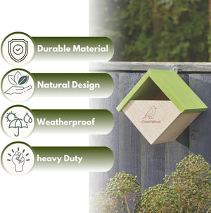 Decorative wooden bird box for outdoor gardens