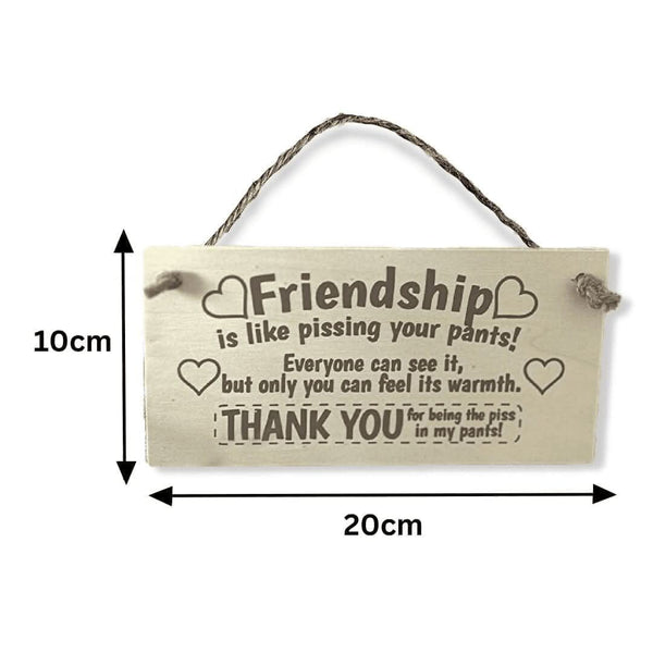 Farmhouse style humorous wall sign for friends
