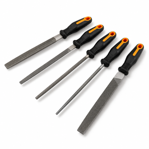 5pc File Set 8" Soft Grip Engineer Metal Half Round Flat Triangular Square Kit