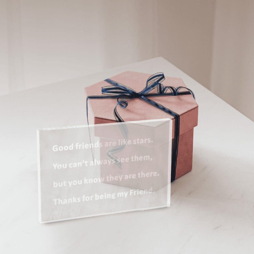 Friendship glass paperweight plaque gift for best friends