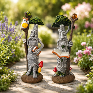 Set of 2 Tree Man Garden Ornaments Fantasy Face Tree Decorations