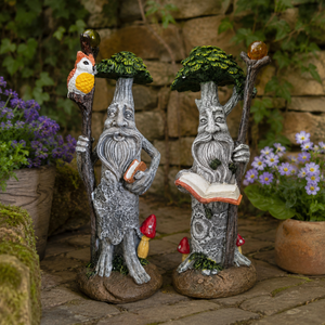 Set of 2 Tree Man Garden Ornaments Fantasy Face Tree Decorations