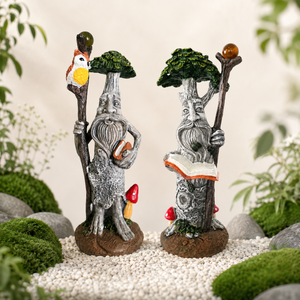 Set of 2 Tree Man Garden Ornaments Fantasy Face Tree Decorations