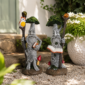 Set of 2 Tree Man Garden Ornaments Fantasy Face Tree Decorations