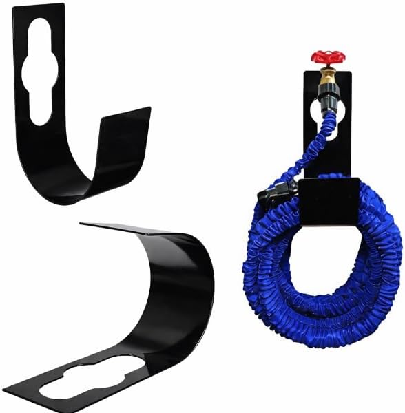 Metal garden hose rack for patio organisation