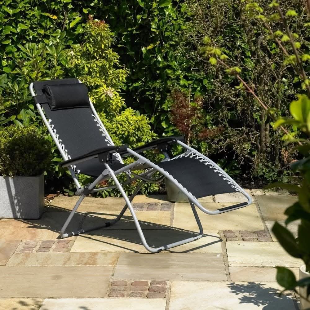 Wilko Zero Gravity Sun Loungers Grey Reclining Chair Deck Chair