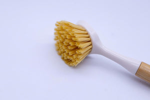 Heavy duty bamboo scrub brush for dishes and pans