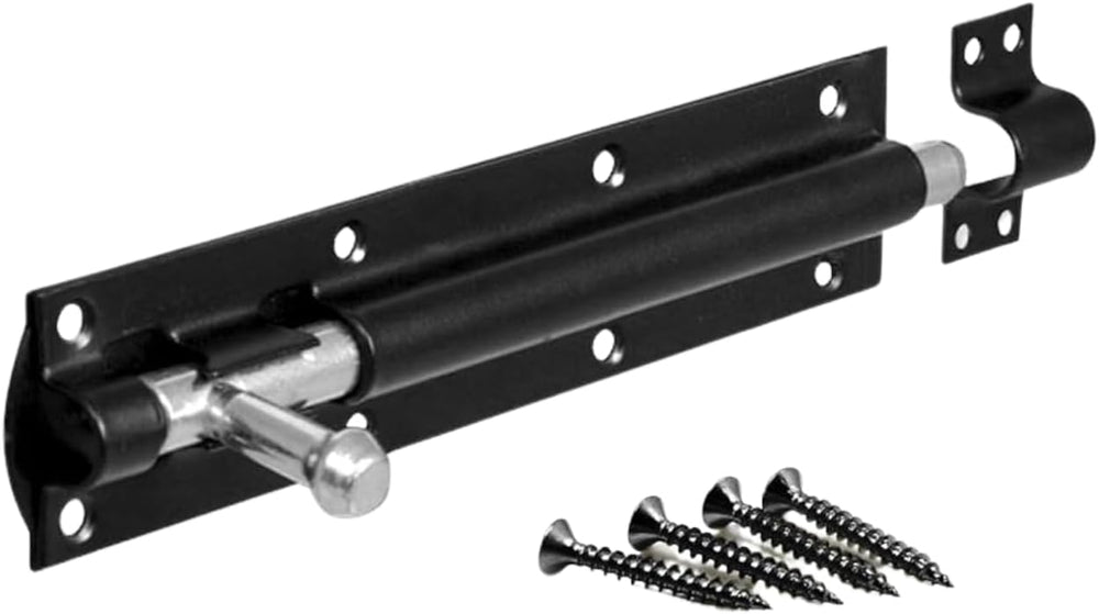 Black powder coated 200mm sliding door bolt