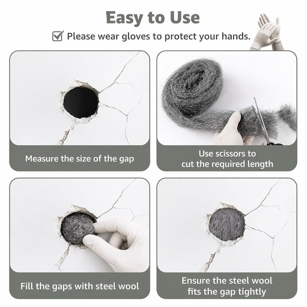 Flexible steel wool for sealing gaps