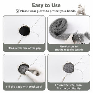 Rodent control steel wool gap filler