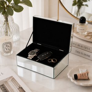 Crushed Diamond Mirrored Jewellery Box – Glam Vanity Storage Organizer