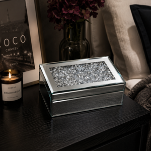 Crushed Diamond Mirrored Jewellery Box – Glam Vanity Storage Organizer
