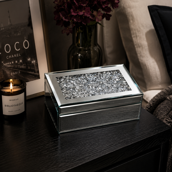 Crushed Diamond Mirrored Jewellery Box – Glam Vanity Storage Organizer