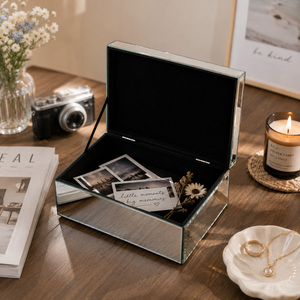 Crushed Diamond Mirrored Jewellery Box – Glam Vanity Storage Organizer
