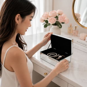 Crushed Diamond Mirrored Jewellery Box – Glam Vanity Storage Organizer