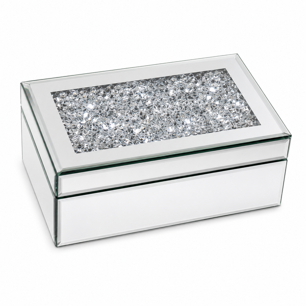 Crushed Diamond Mirrored Jewellery Box – Glam Vanity Storage Organizer