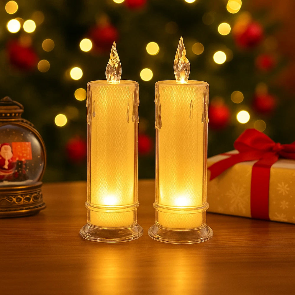 LED acrylic light up candle with warm white glow