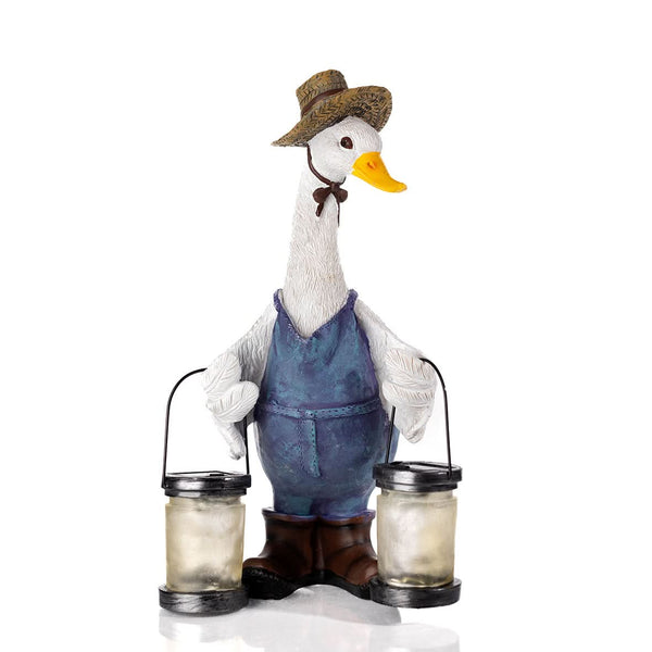 LED duck garden ornament for summer evening ambience