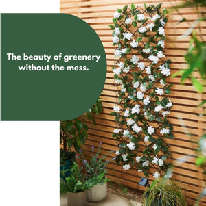 garden fence screening with artificial flowers