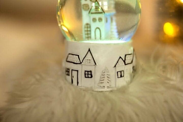 LED snow globe with winter wonderland scene