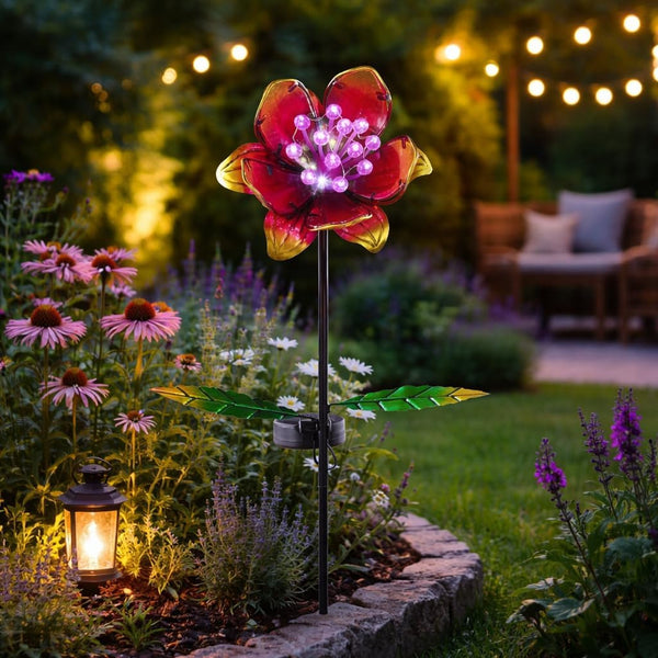 Decorative pink purple garden solar light
