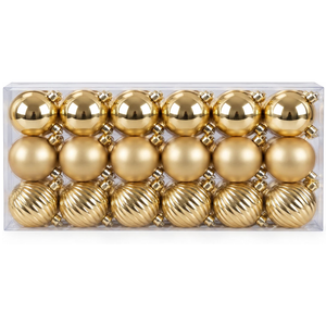 36 Pack Champagne Baubles Christmas Tree Decorations