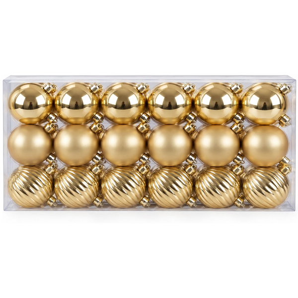 36 Pack Champagne Baubles Christmas Tree Decorations