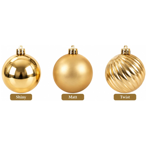 36 Pack Champagne Baubles Christmas Tree Decorations