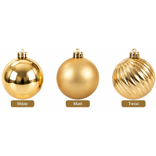 36 Pack Champagne Baubles Christmas Tree Decorations