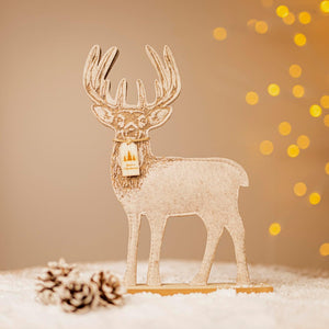 Painted wooden reindeer festive decoration
