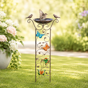 Bronze Effect Bird Bath Garden Trellis – Weatherproof Outdoor Bird Feeder