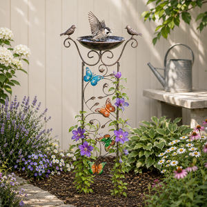 Bronze Effect Bird Bath Garden Trellis – Weatherproof Outdoor Bird Feeder